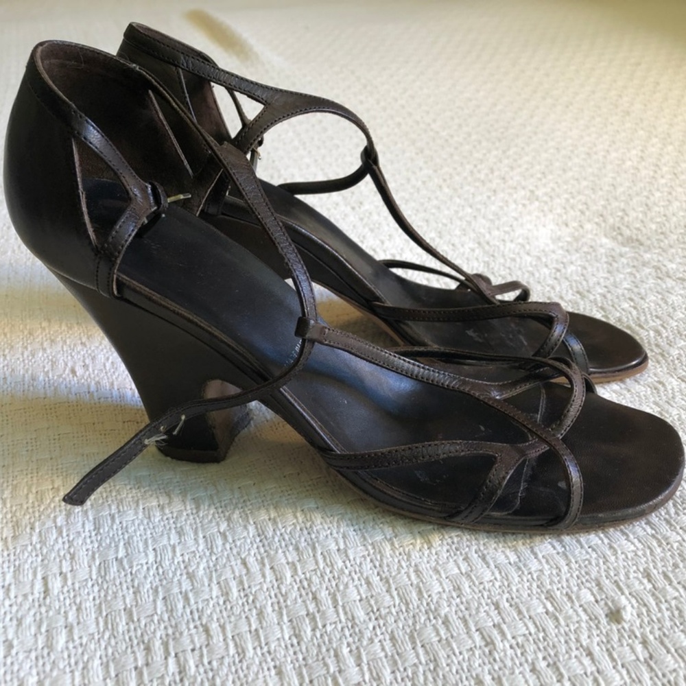 Prada Shoes | Leather Strappy Wedges IT37 - Picture 3 of 8